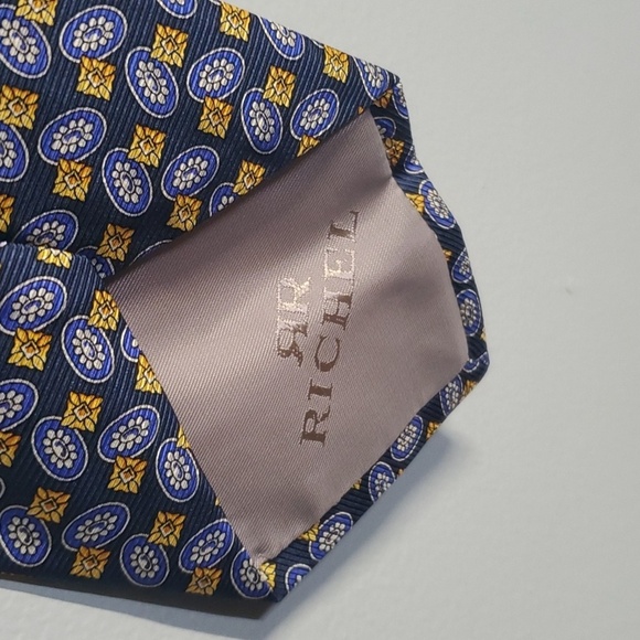 Richel Tie accessory men's tie blue grey gold ish yellow - Picture 6 of 7